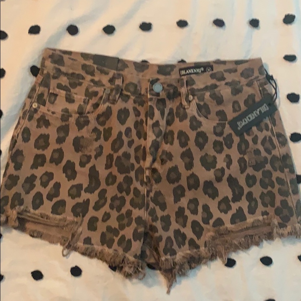 Blank NYC High Rise Leopard cutoff shorts